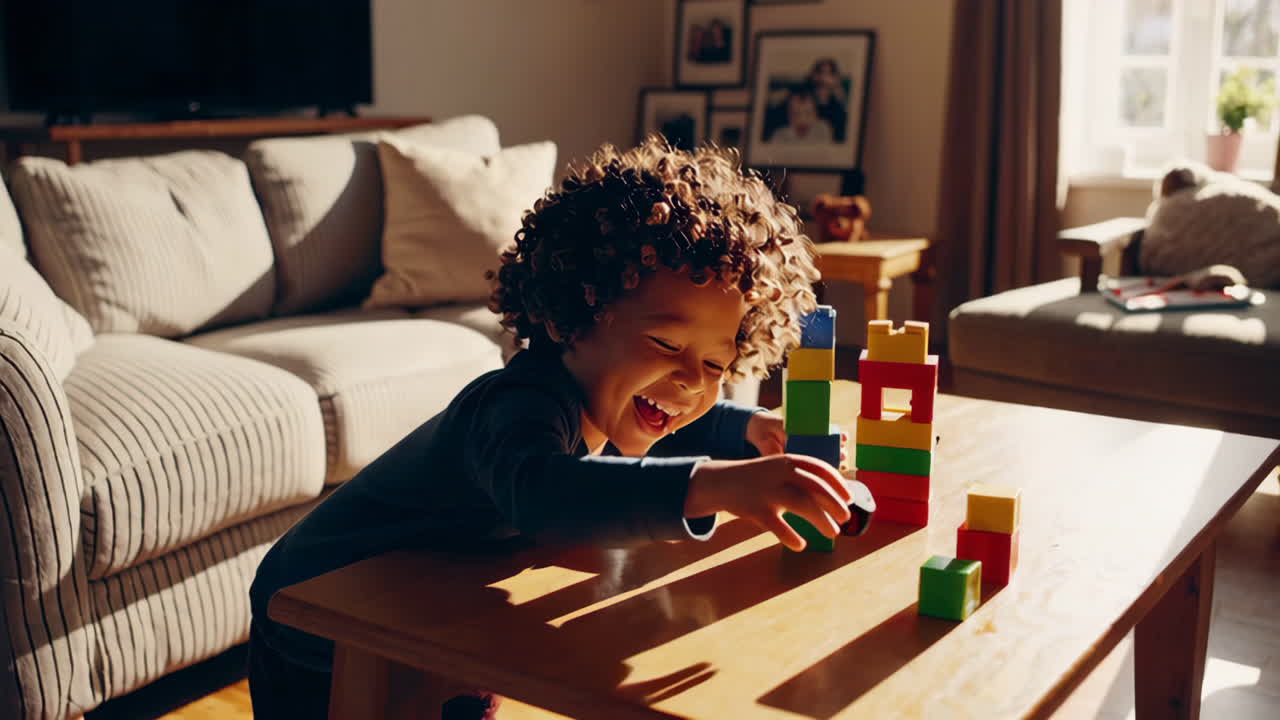 Toddler Playing with Building Blocks