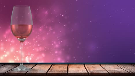 animación de luces sobre vidrio con vino de rosas sobre fondo negro