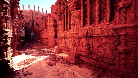 red stone ruins in a desert - epic fantasy city