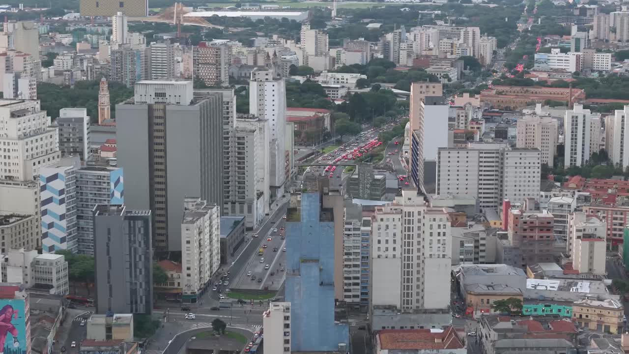 Aerial Drone View of Avenue Full of Cars - São Paulo - Brazil