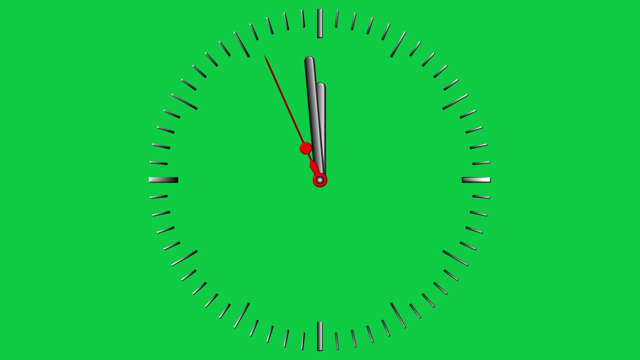 Analog Clock Ten Seconds Animated Stopwatch Countdown on Green Screen 4K