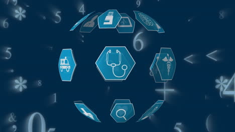 medical icons and numbers with symbols