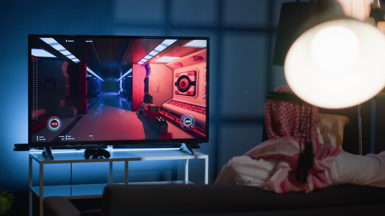 Man seeing videogame gameplay footage