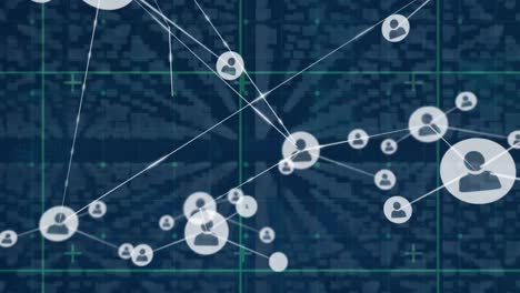 Animation-Eines-Netzwerks-Aus-Profilsymbolen-Und-Mehreren-Ordnersymbolen-Vor-Dem-Symbol-Eines-Sicherheitsvorhängeschlosses