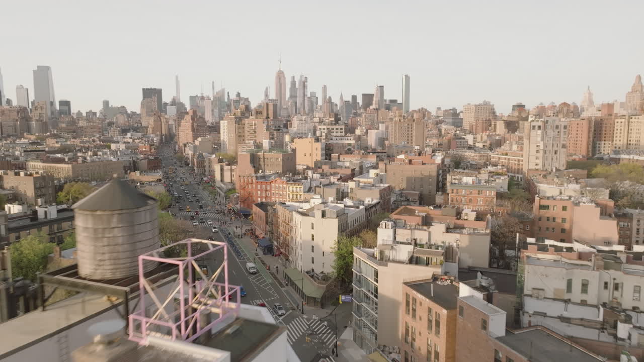 Aerial view of New York City's Greenwich Village on a spring day