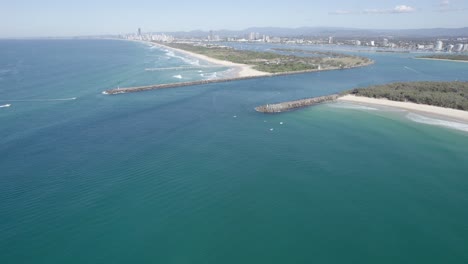 the spit - south stradbroke island and southport - gold coast - qld - queensland - australia - high angle aerial shot