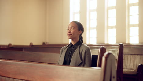 religion, holy and young woman in church