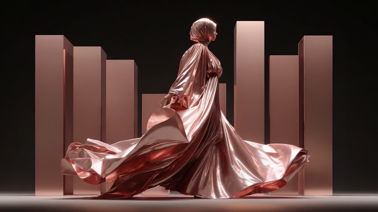 Elegant Copper Dress with Hijab