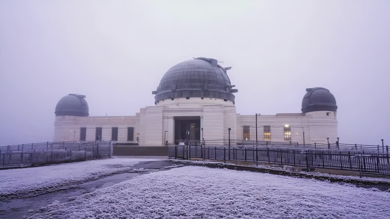 Griffith Observatory in Fog and Snow
