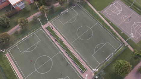 aerial view soccer fields and park in bogota colombia