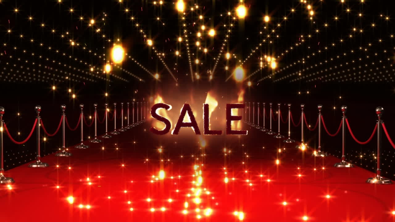 반이는 불빛과 빨간 카 위에 판매 텍스트의 애니메이션