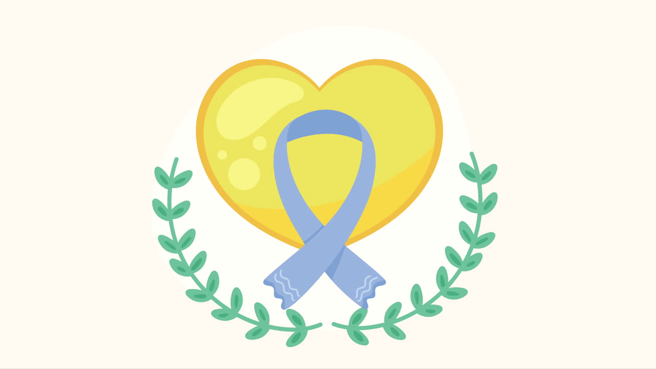 노란 심장 사랑 평화 기호 애니메이션