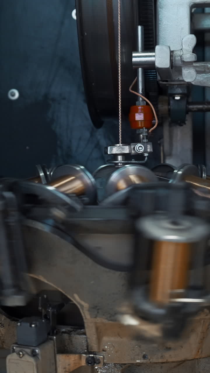 primer plano de una máquina de coser industrial