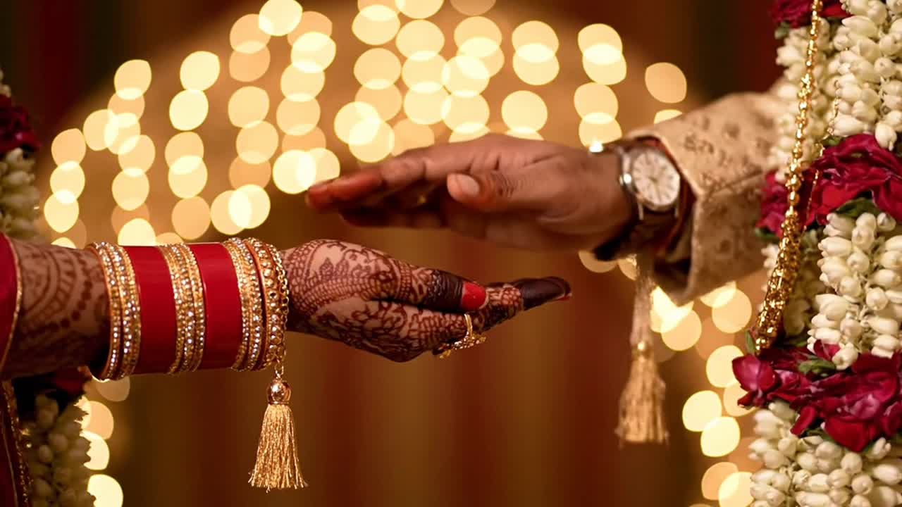 Indian Bride's Hand with Henna and Jewelry