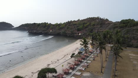 Beautiful-morning-aerial-view-of-Klayar-beach,-Pacitan,-Indonesia