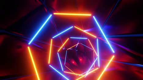 neon tunnel with geometric pattern