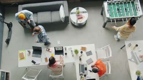 overhead view of creative office workers