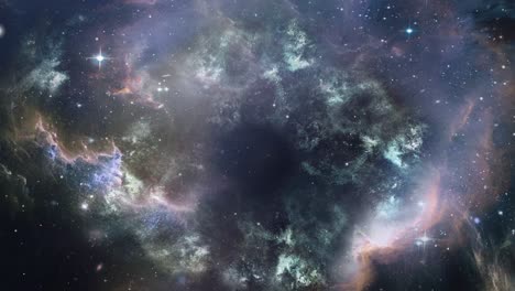 vuelo hacia la nebulosa en el espacio