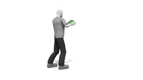 hombre de carácter apuntando a una pantalla verde