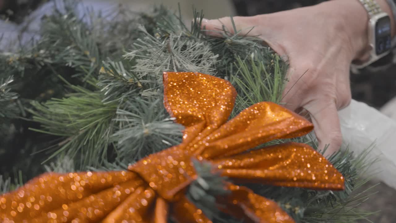 Pine Branch section of a Holiday Wreath for the exterior of a house