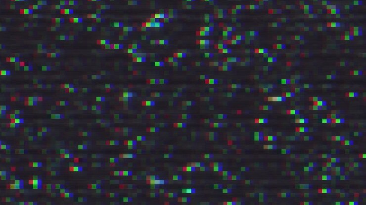Design unico, animazione digitale astratta, rumore pixel, errore glitch, danno video.