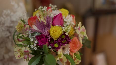 bridal bouquet with wedding dress