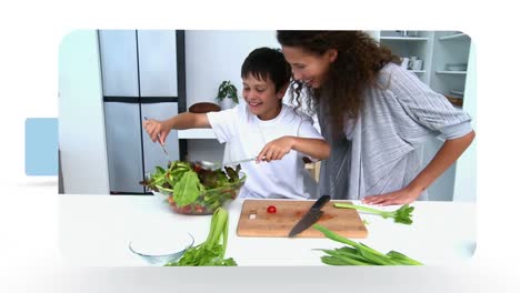montaje de familias en la cocina