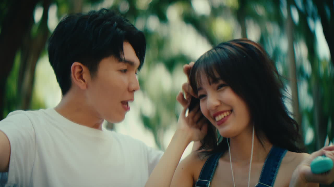 Couple enjoying a moment in a park