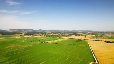 rural scene of agricultural land with fields in tuscany, italy