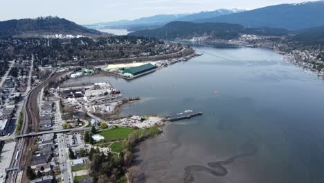 Drone-Footage---Lake-by-the-mountains---Aerial-View