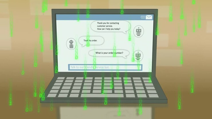 Animation of ai data processing over computer screen