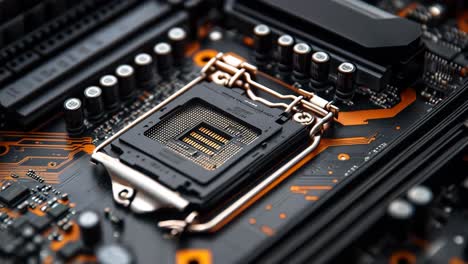 primer plano de un enchufe de cpu en una placa base de una computadora