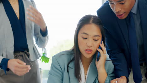 timelapse, multitask and a business asian woman