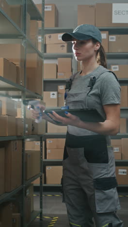 trabajador del almacén escaneando el inventario con una tableta