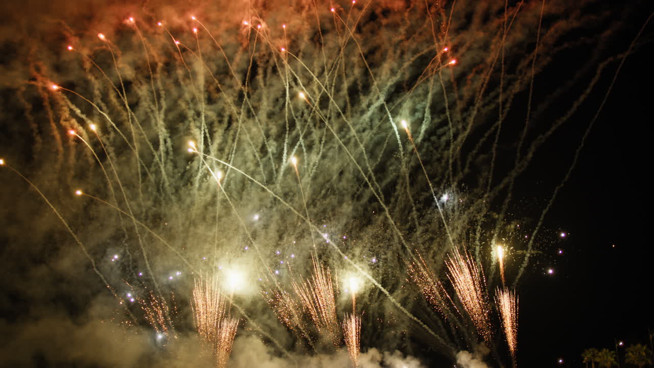 Fireworks explode in the sky on New Year's Eve in Rome City