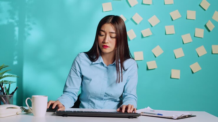 Timelapse of businesswoman doing tasks