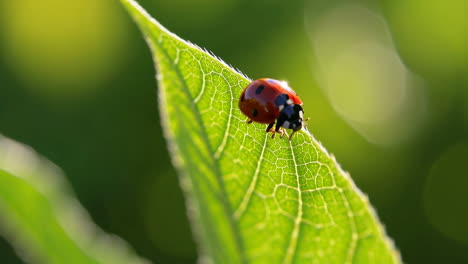 ladybug on a green leaf