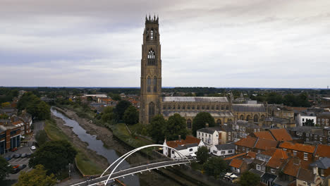 scenic beauty of boston, lincolnshire, in mesmerizing aerial drone footage: port, ships, saint botolph church , saint botolph's bridge