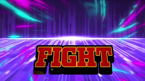 animación de lucha con luces rosadas y verdes en el espacio abstracto digital