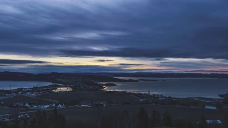 stunning sunset over norwegian fjord