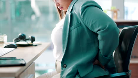 business, back pain and woman with stress