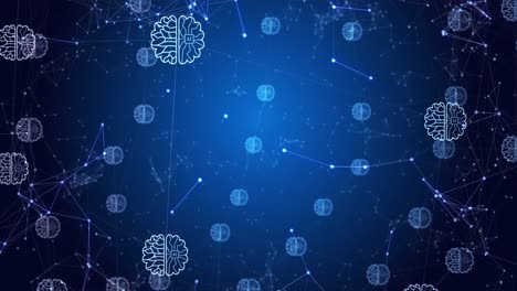 animación de un procesamiento de datos a través de conexiones con iconos
