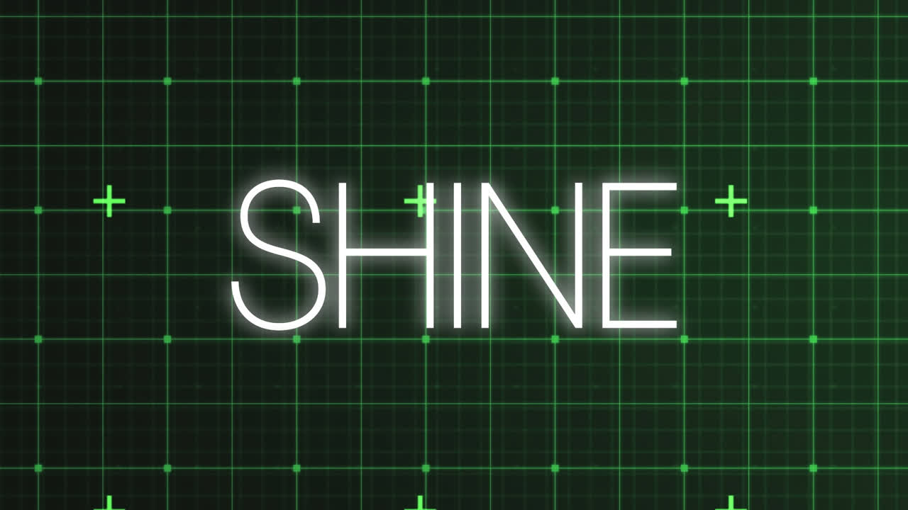 녹색 디지털 그리드 위의 반이는 텍스트의 애니메이션