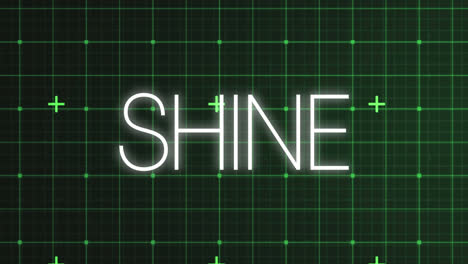 animation of shine text over green digital grids