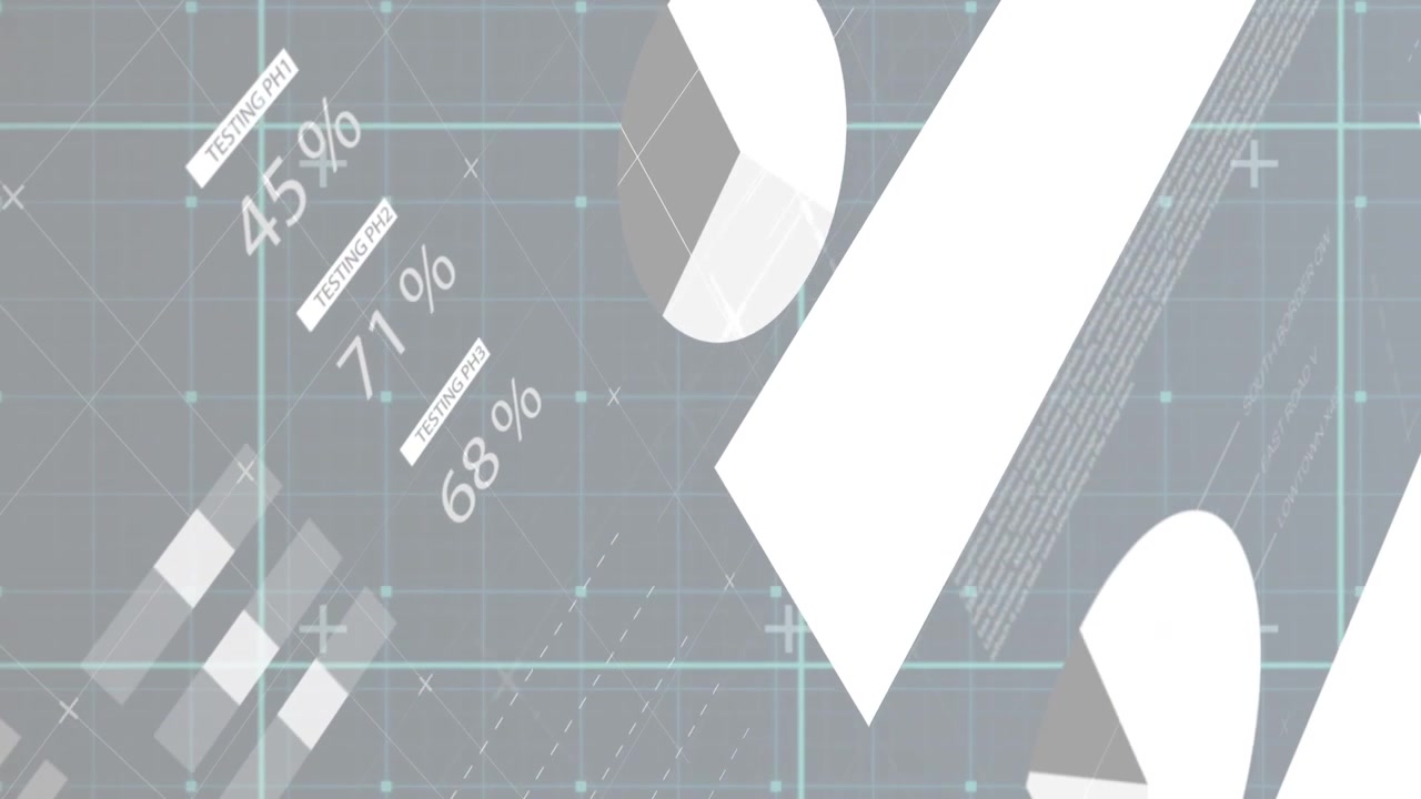 Animation of statistical data processing over grid network in seamless pattern on grey background