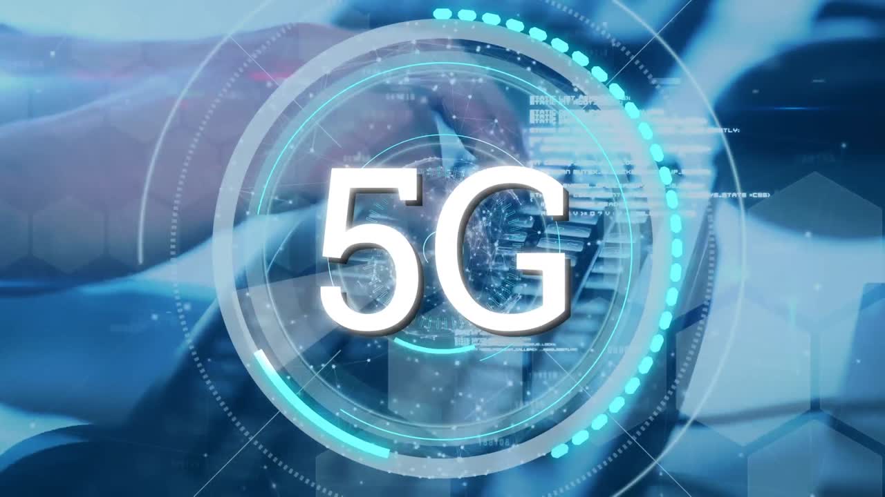 5g scritto nel mezzo di un cerchio futuristico