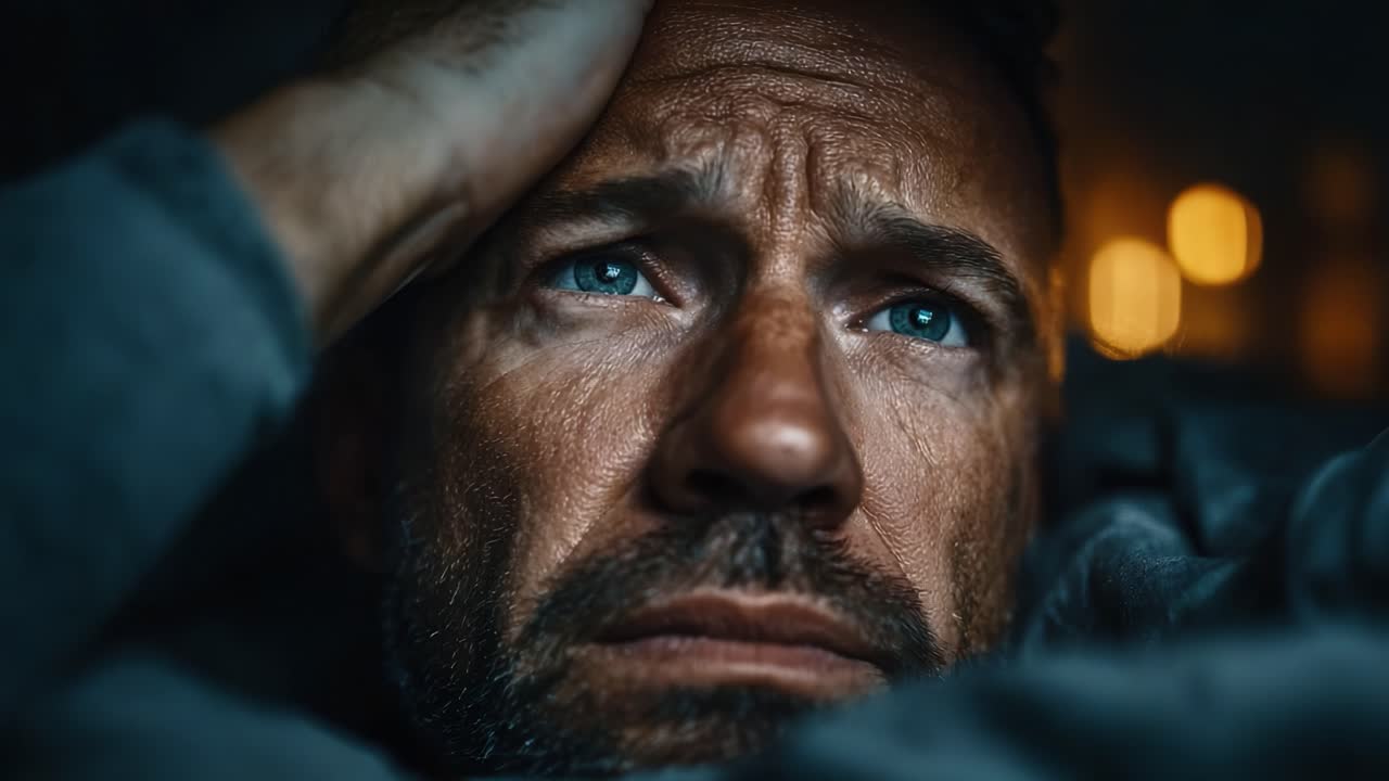 A Deep Emotional Journey Captured in Two Moments: A Man's Intense Reflection and Vulnerability Highlighting the Weight of Inner Turmoil and Struggle
