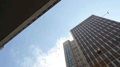 high angle view of concrete skyscraper