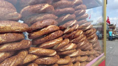 street vendor selling simit in istanbul, turkey