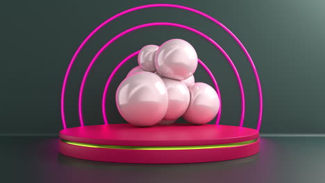 pink podio estilo barbie neón y globos bucle 4k - en bucle desde 00:03